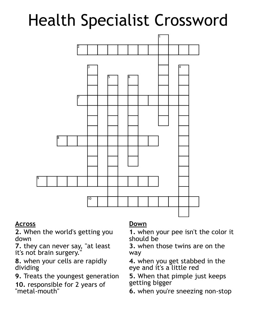 Health Specialist Crossword