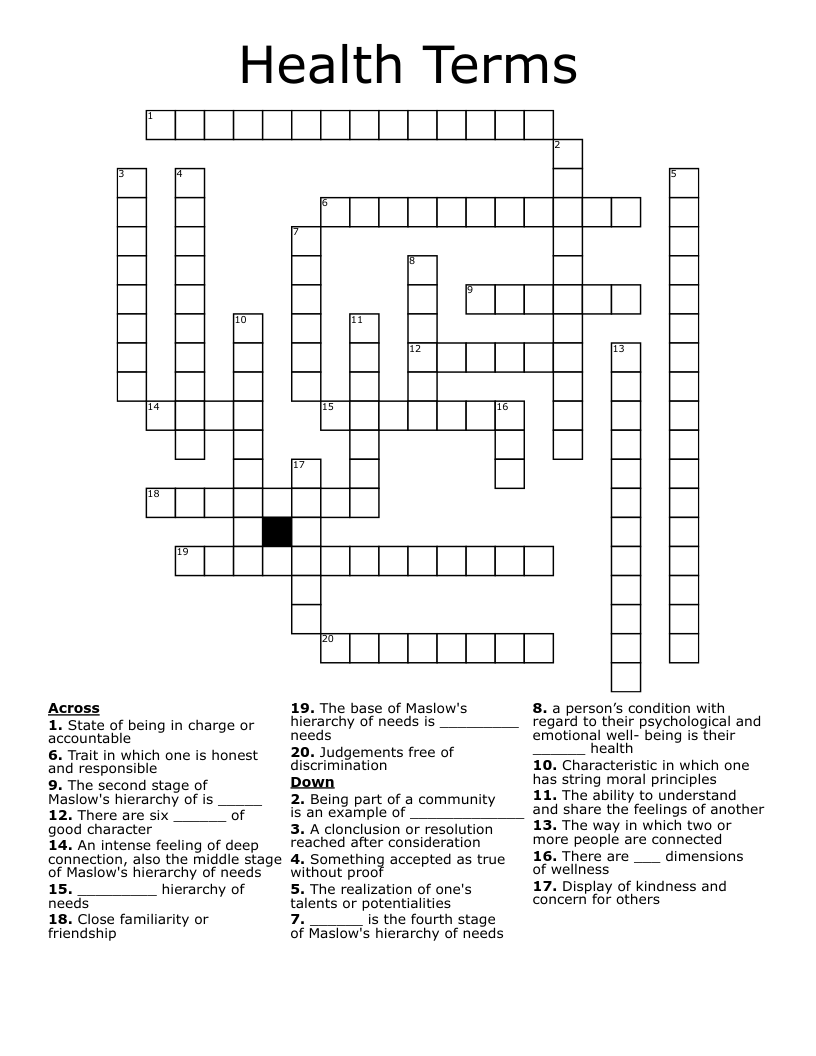 Health Terms Crossword