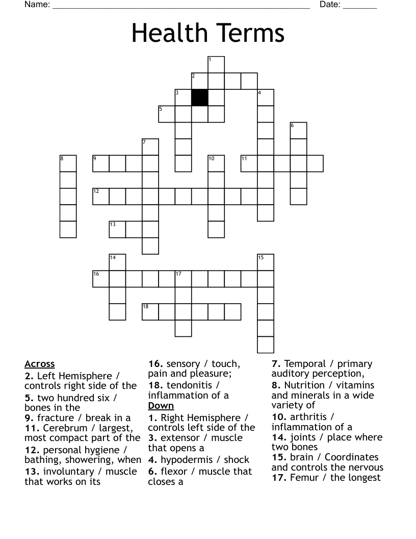 Health Terms Crossword