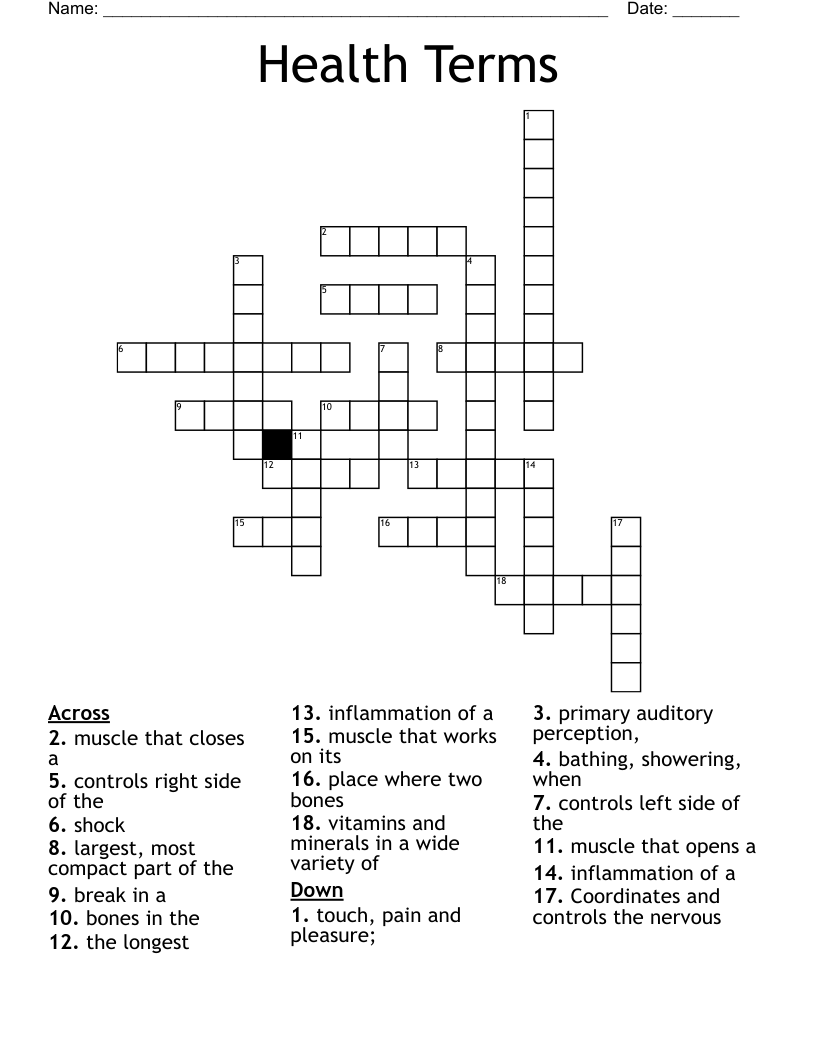 Health Terms Crossword