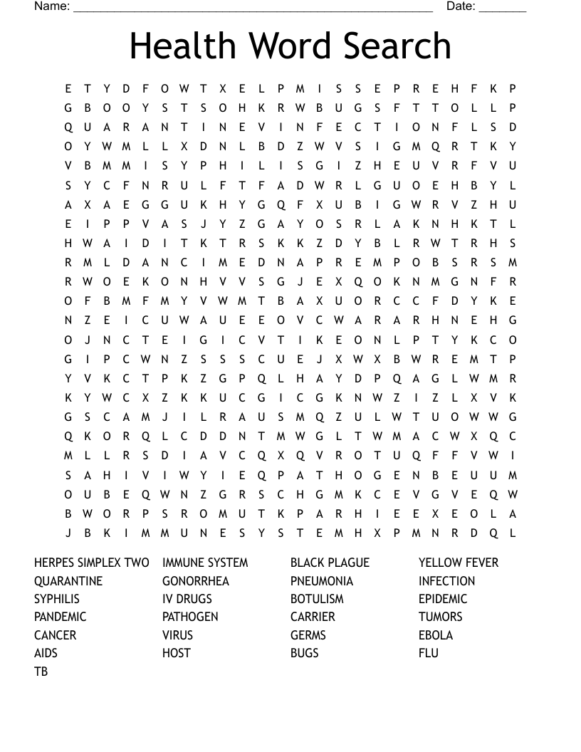 Health Word Search 