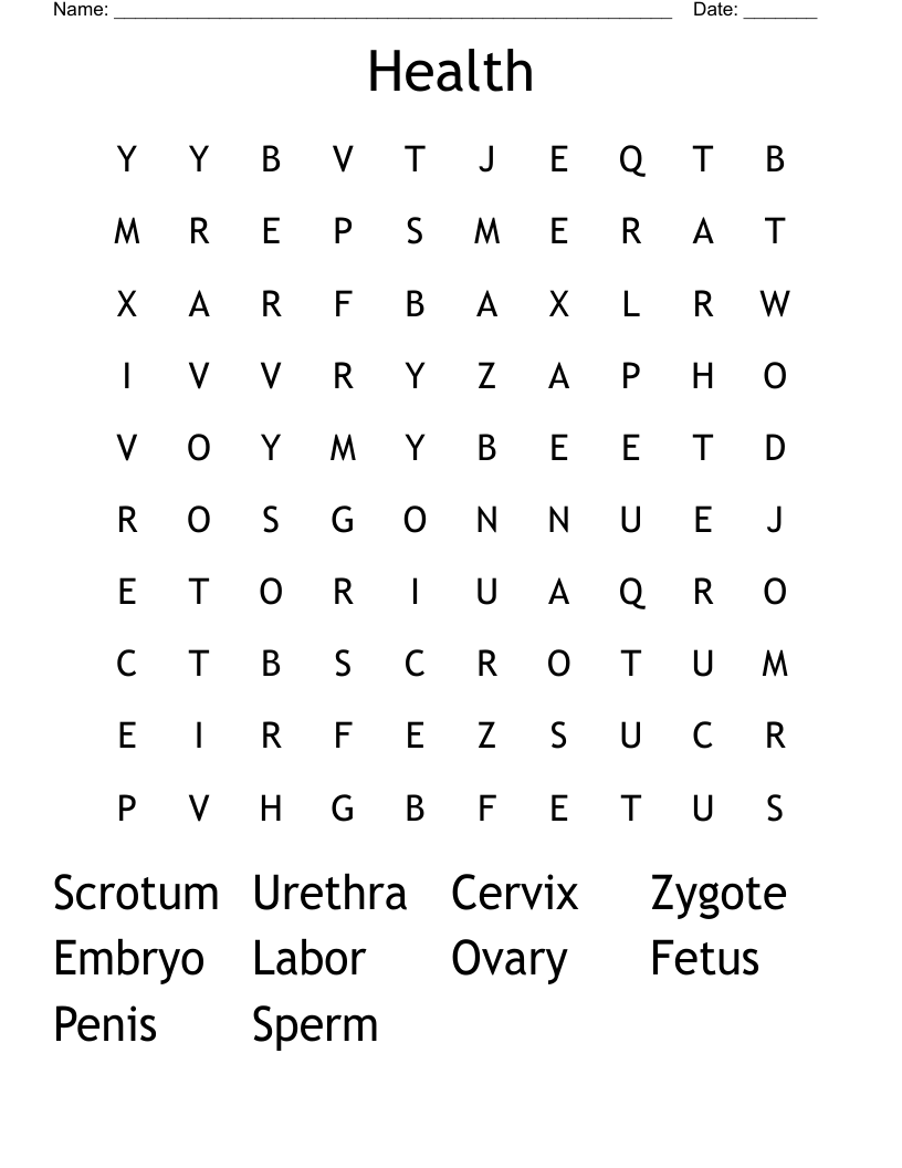 Health  Word Search