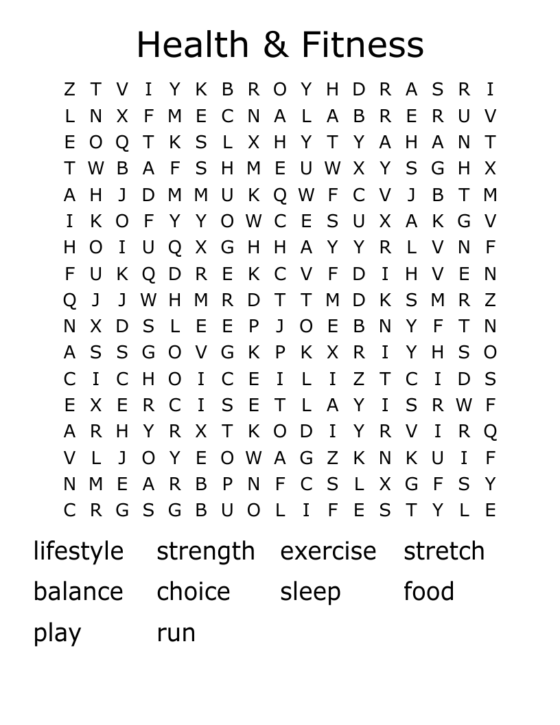 Health & Fitness Word Search