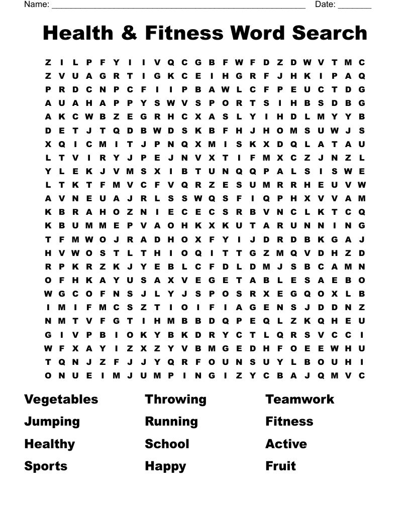 Health & Fitness Word Search