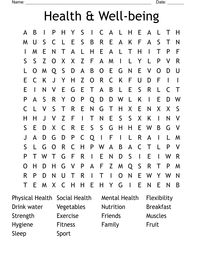 Health & Well-being Word Search
