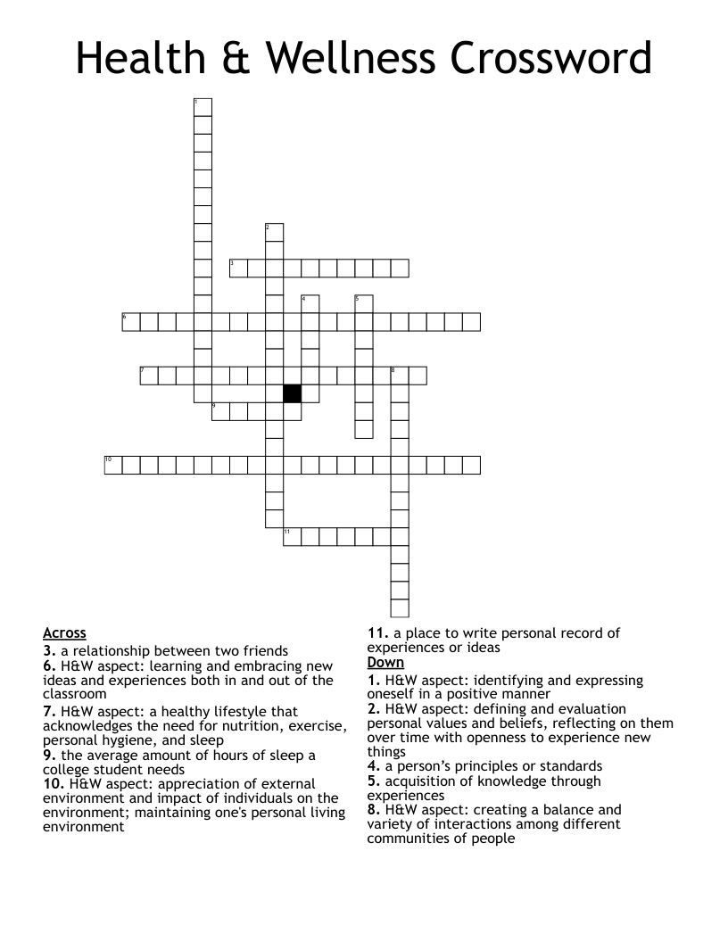 Health & Wellness Crossword