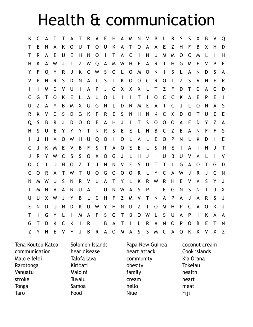 Health & communication Word Search