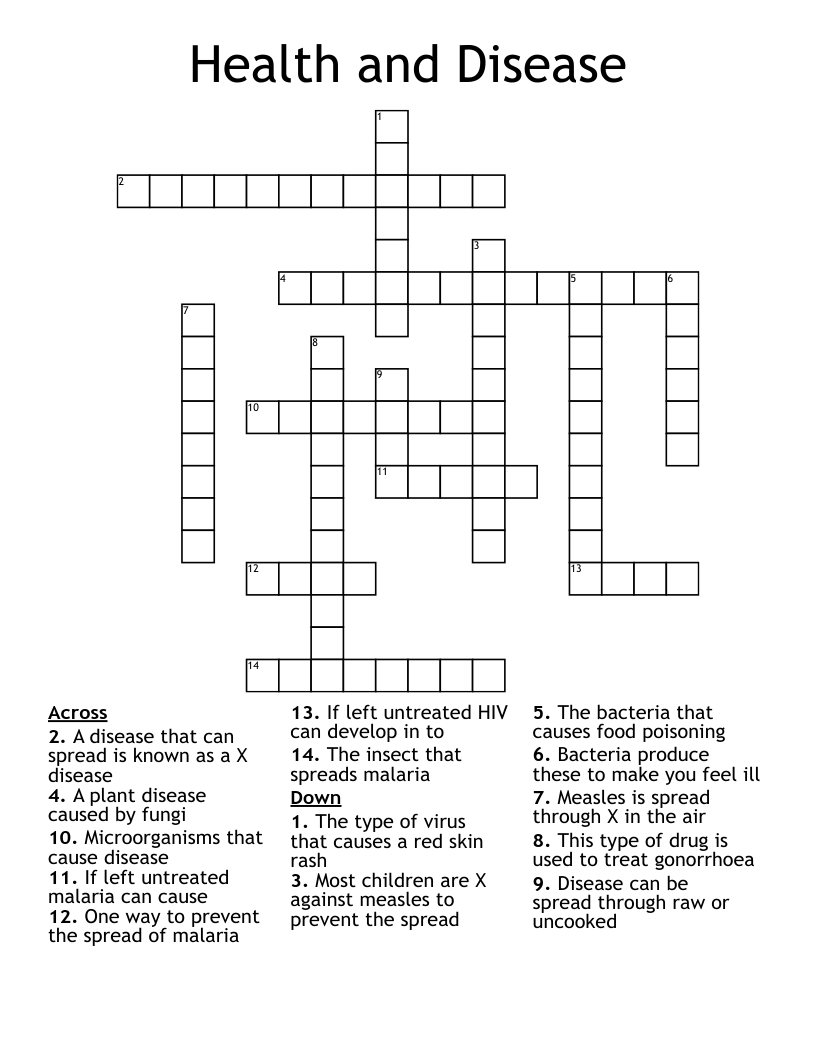 Health and Disease Crossword