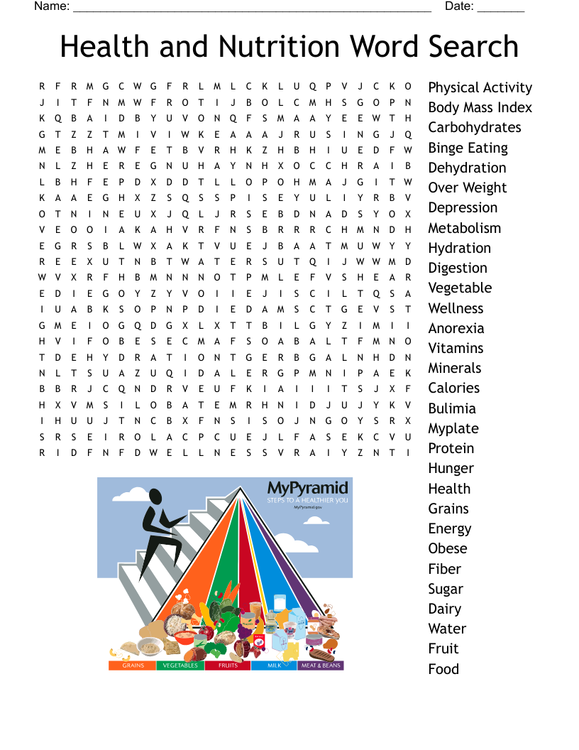 Health and Nutrition Word Search