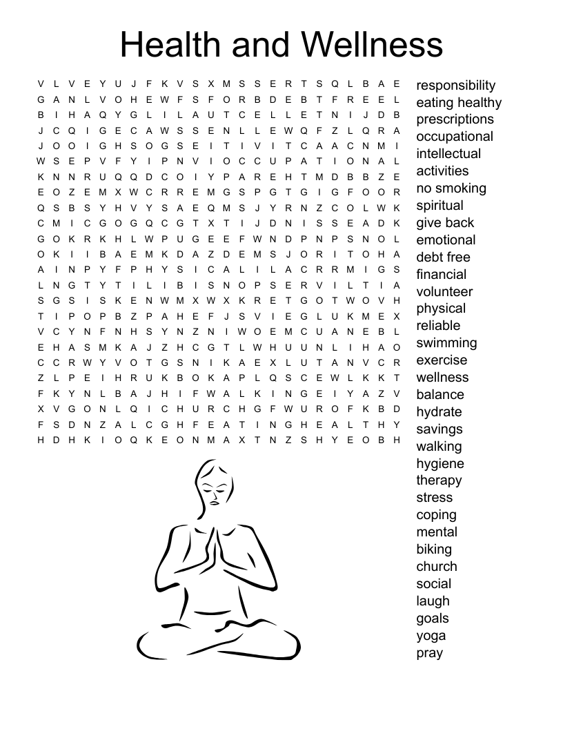 Health and Wellness Word Search