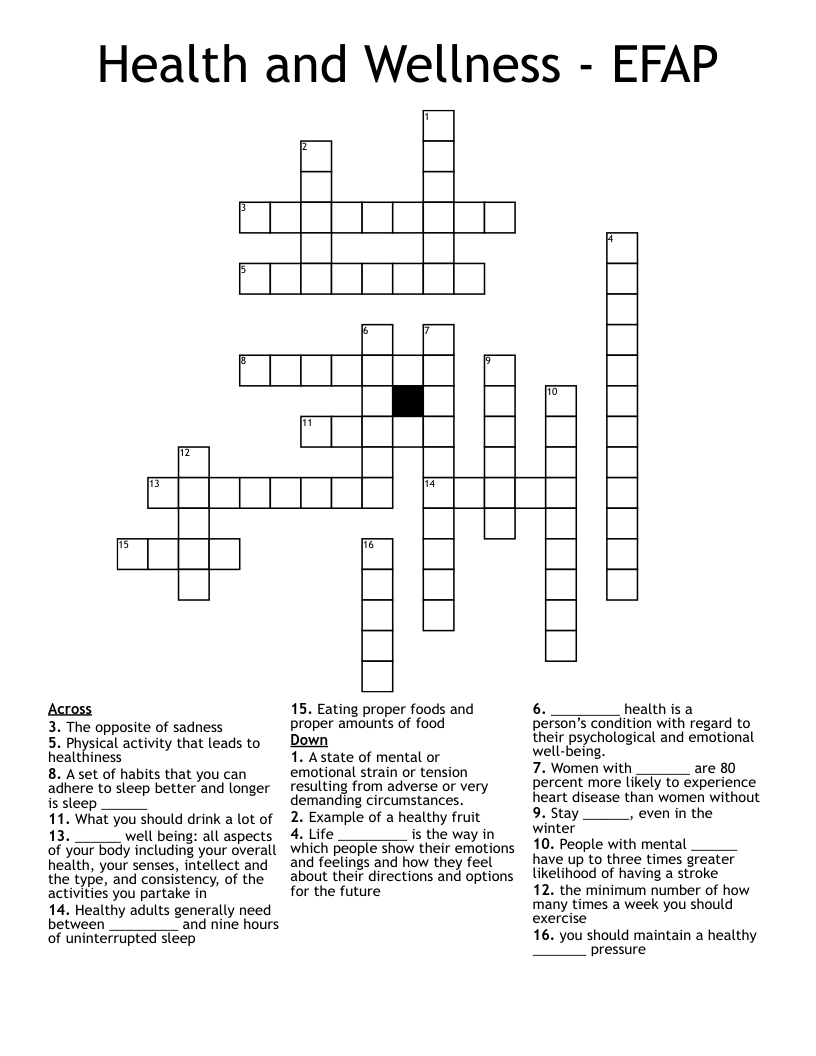 Health and Wellness - EFAP Crossword