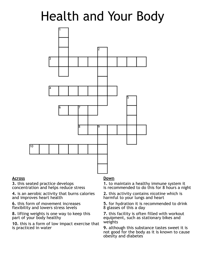 Health and Your Body Crossword