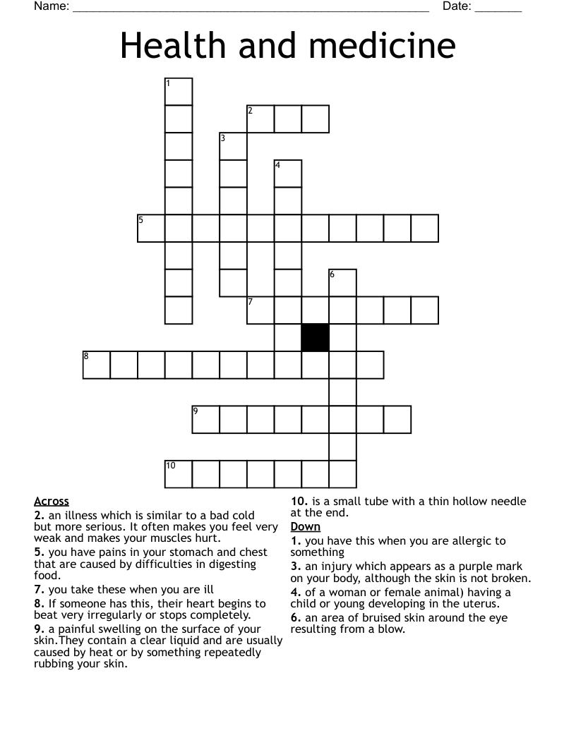 Health and medicine Crossword