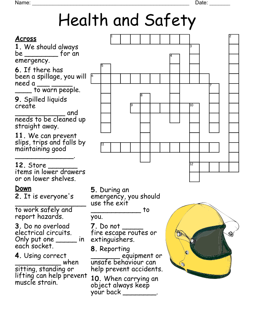 Health and Safety Crossword