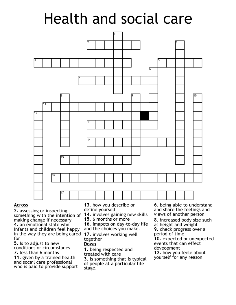 Health and social care Crossword