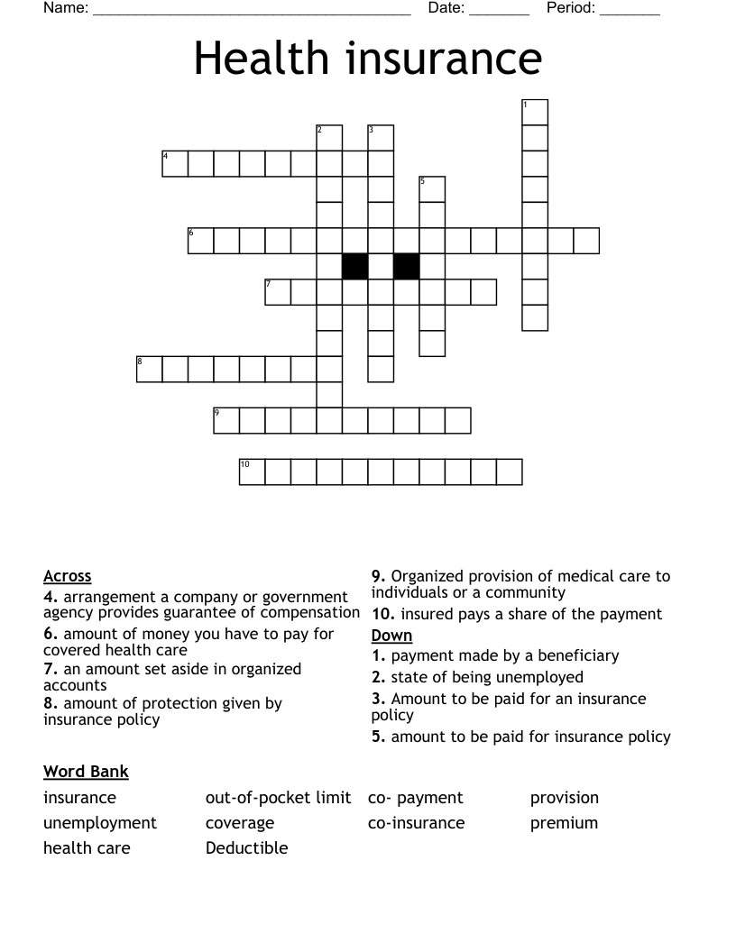 Health insurance Crossword