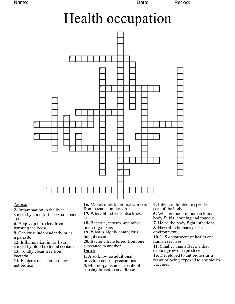 Health occupation Crossword