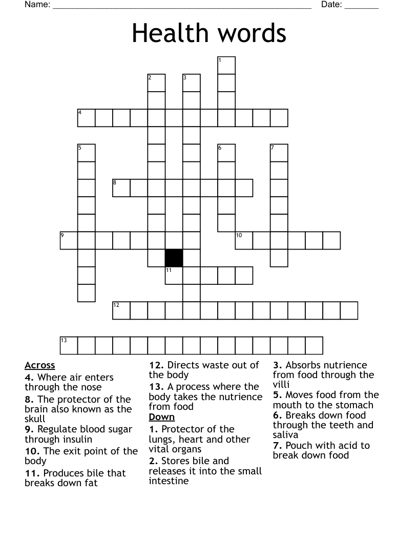 Health words Crossword