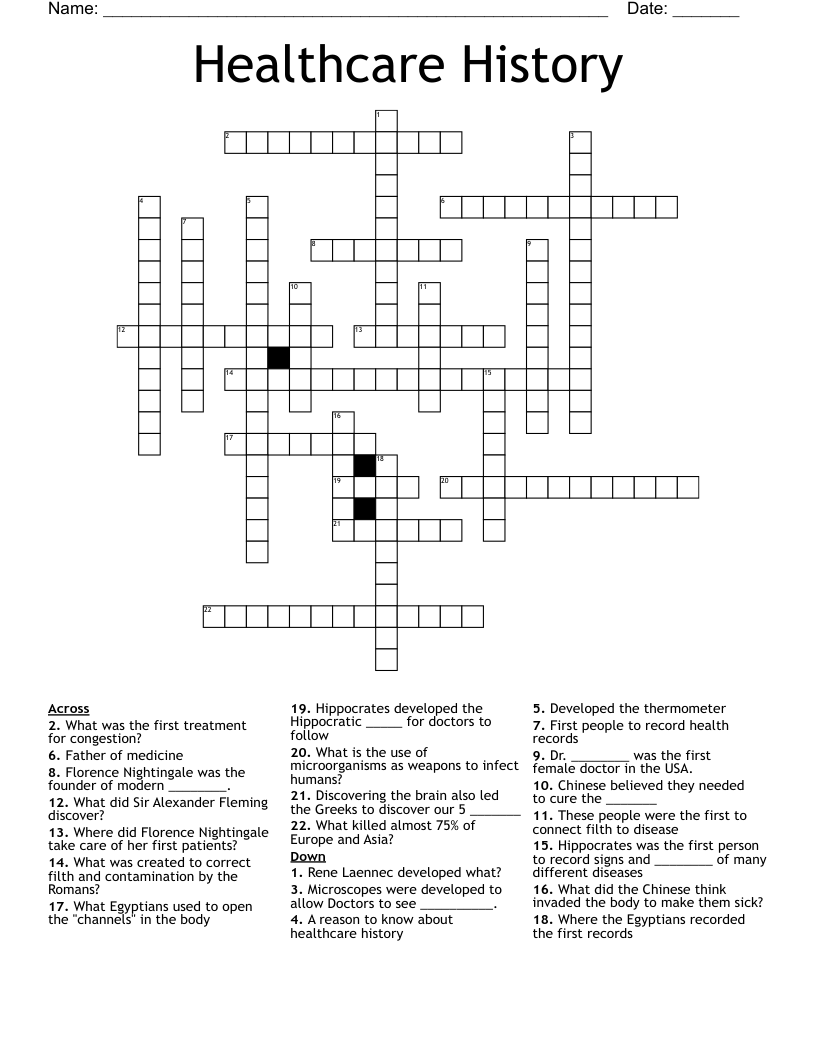 Healthcare History  Crossword