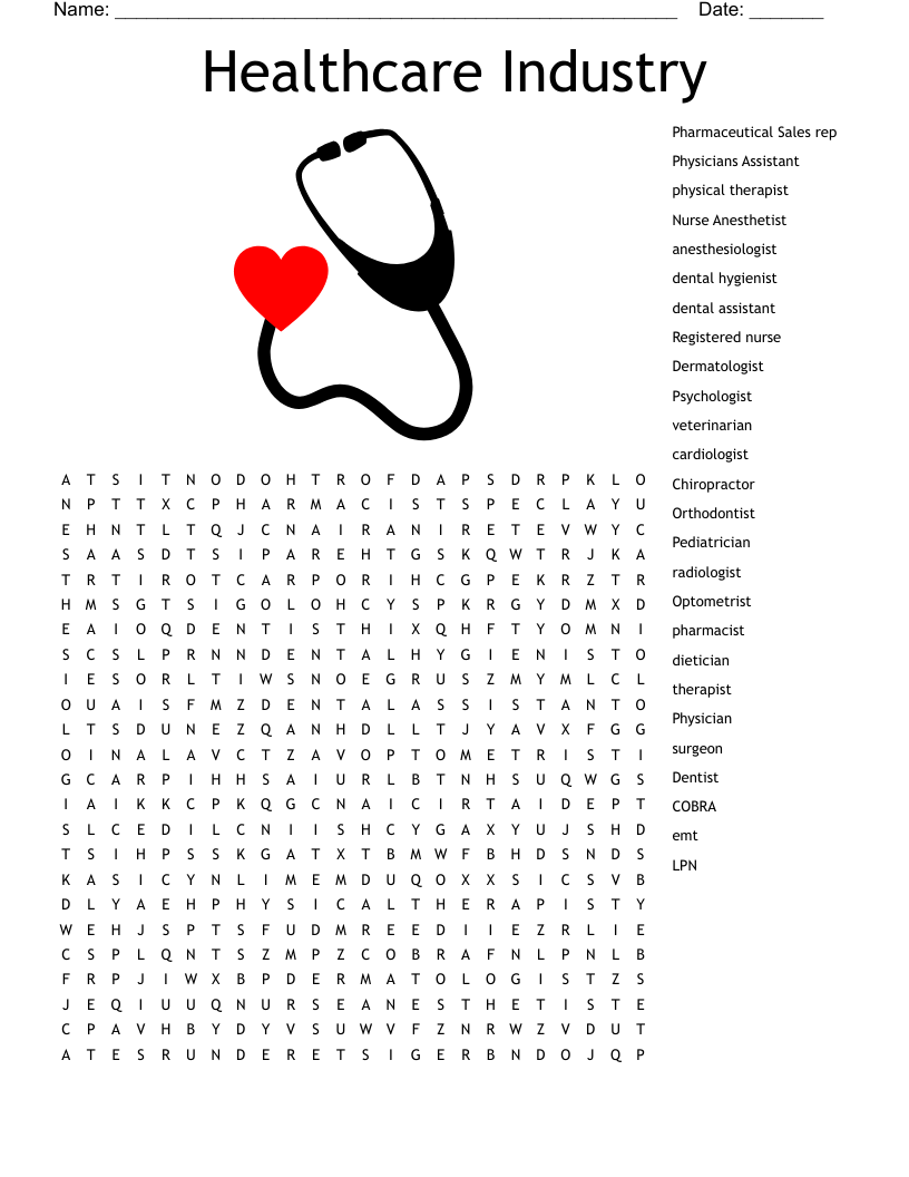 Healthcare Industry Word Search