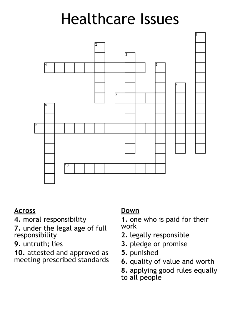 Healthcare Issues Crossword