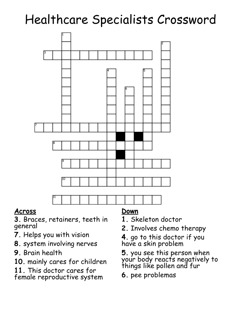 Healthcare Specialists Crossword