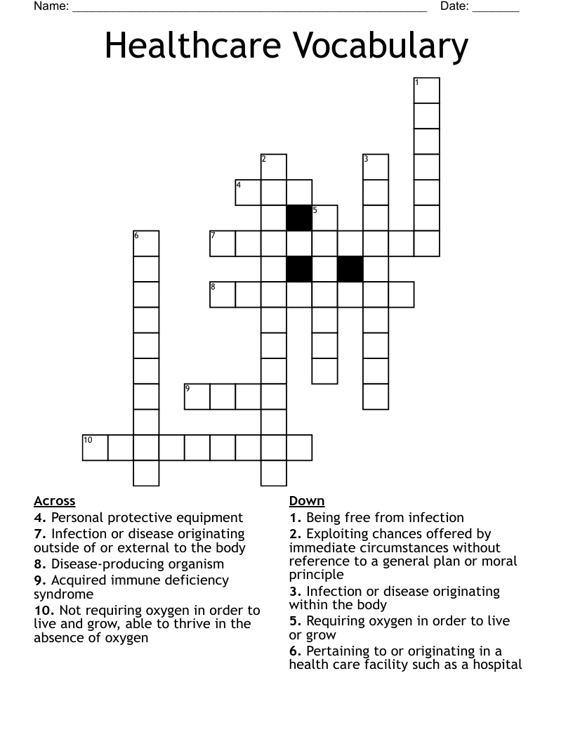 Healthcare Vocabulary Crossword