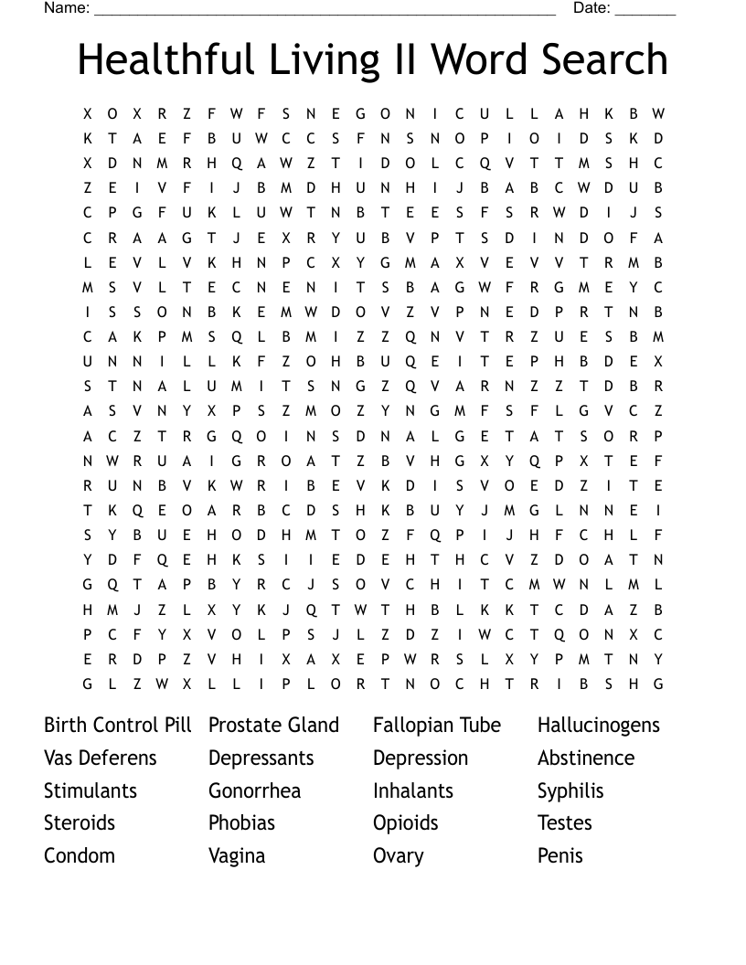 Healthful Living II Word Search