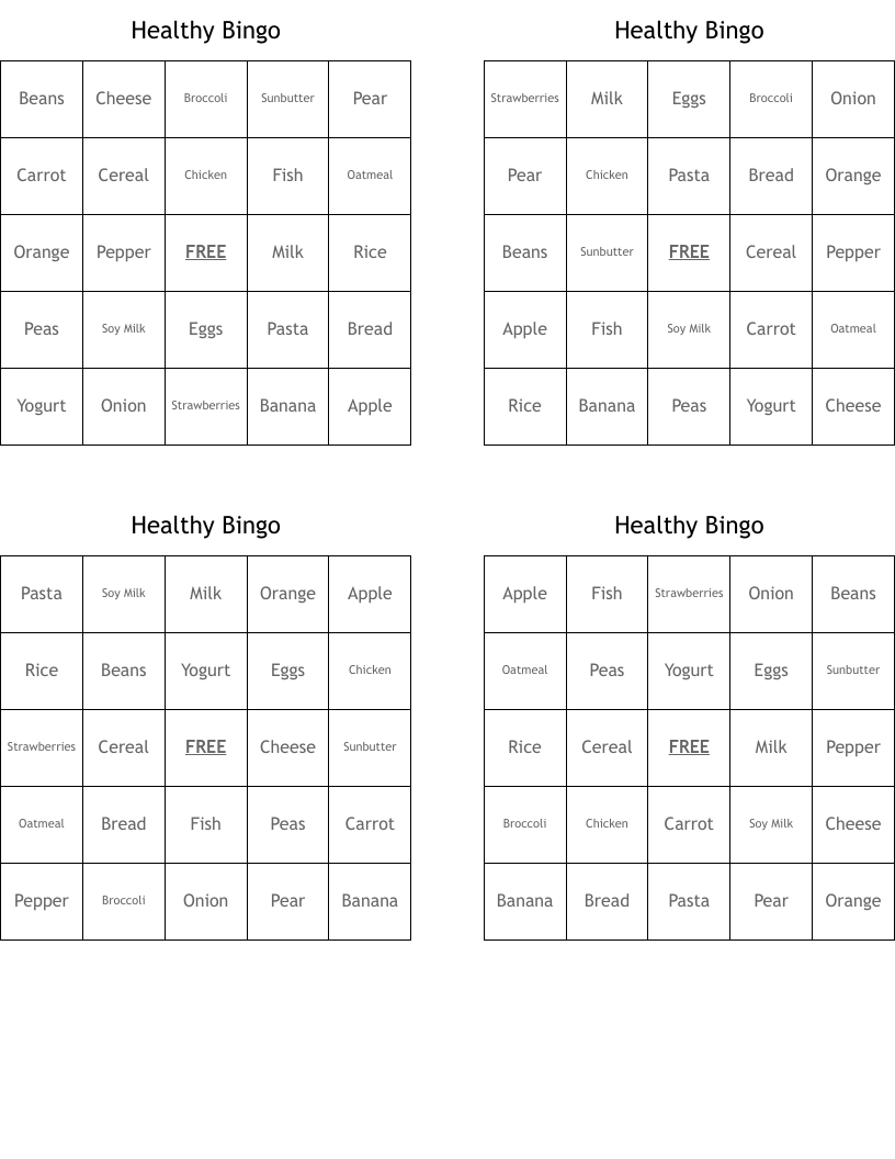 Healthy Bingo