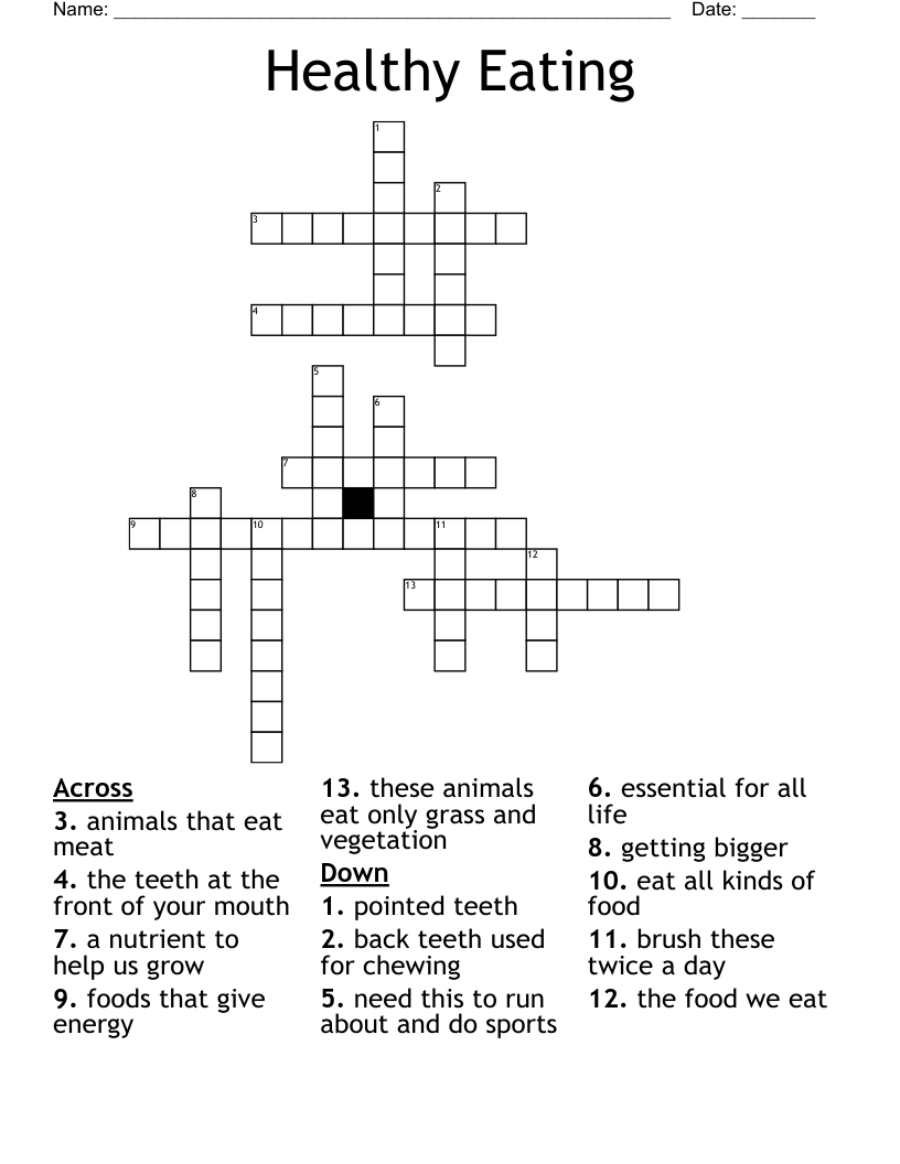 Healthy Eating Crossword