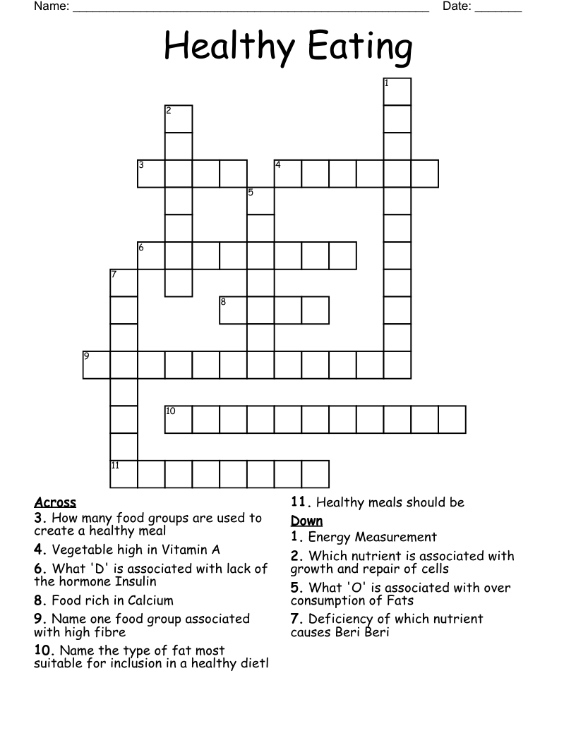 Healthy Eating Crossword