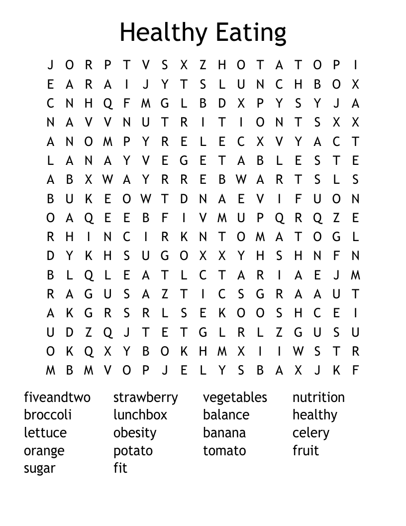 Healthy Eating Word Search