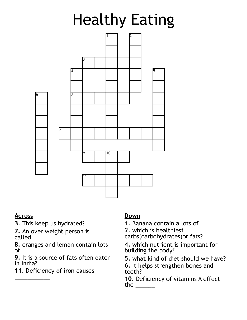 Healthy Eating Crossword