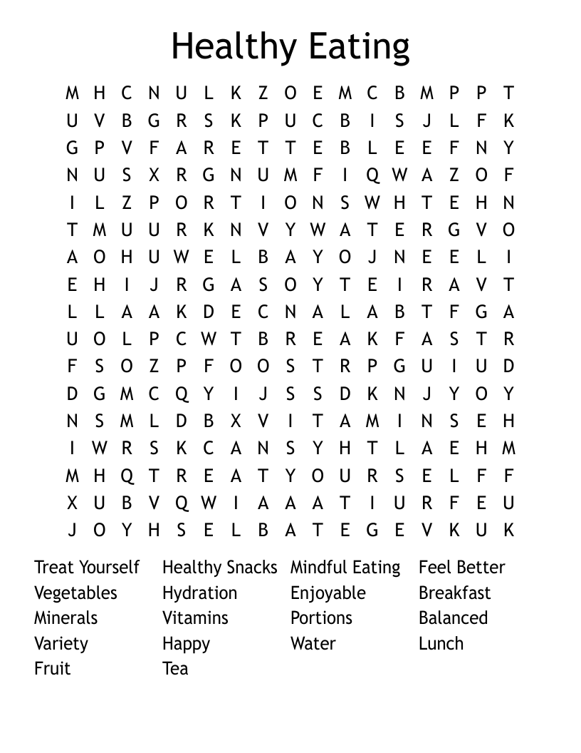 Healthy Eating Word Search