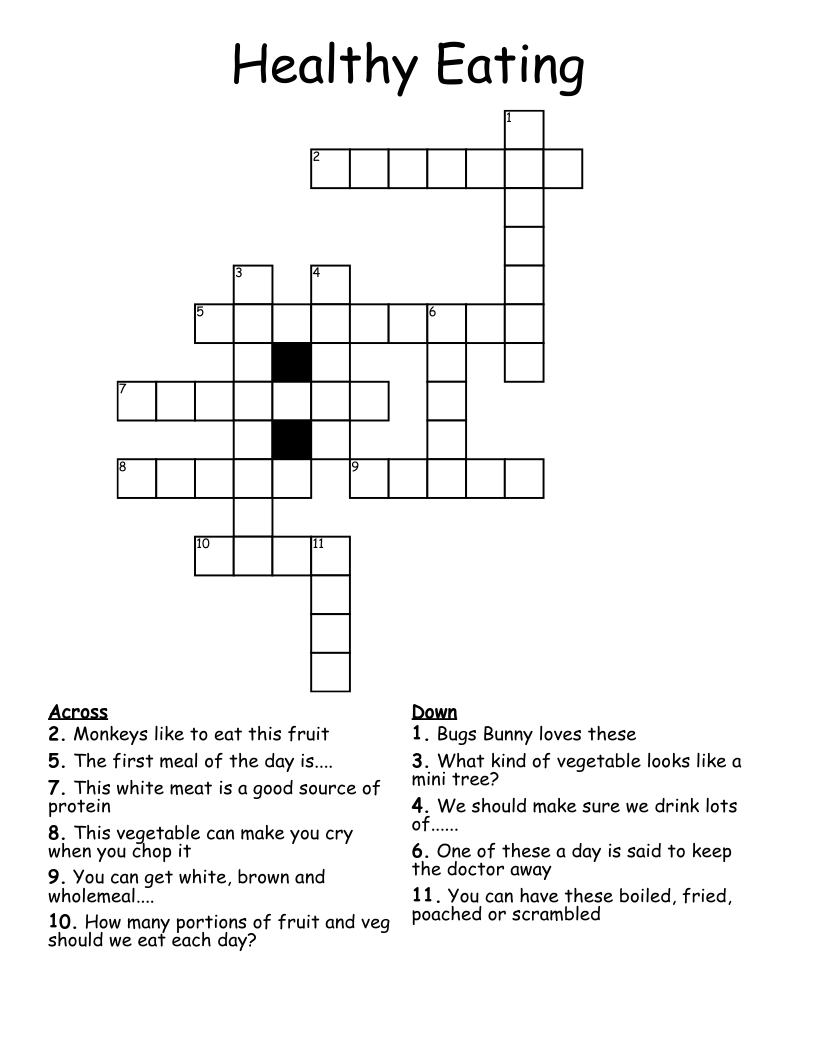 Healthy Eating Crossword