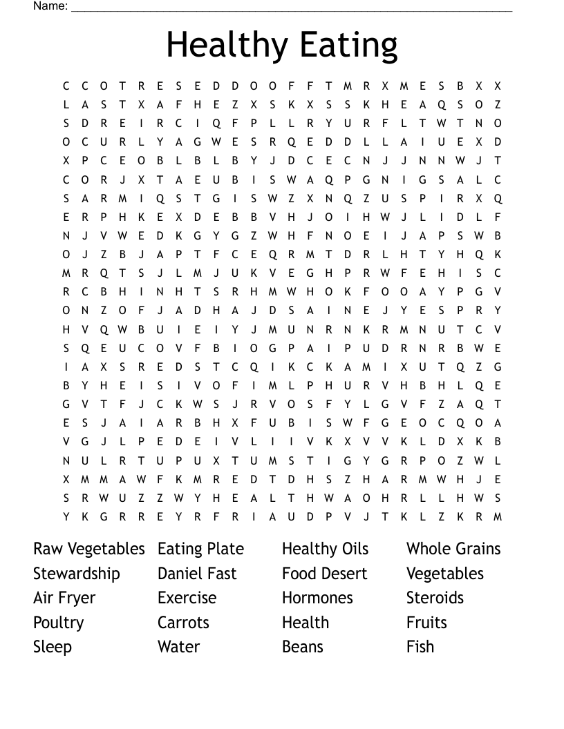 Healthy Eating Word Search