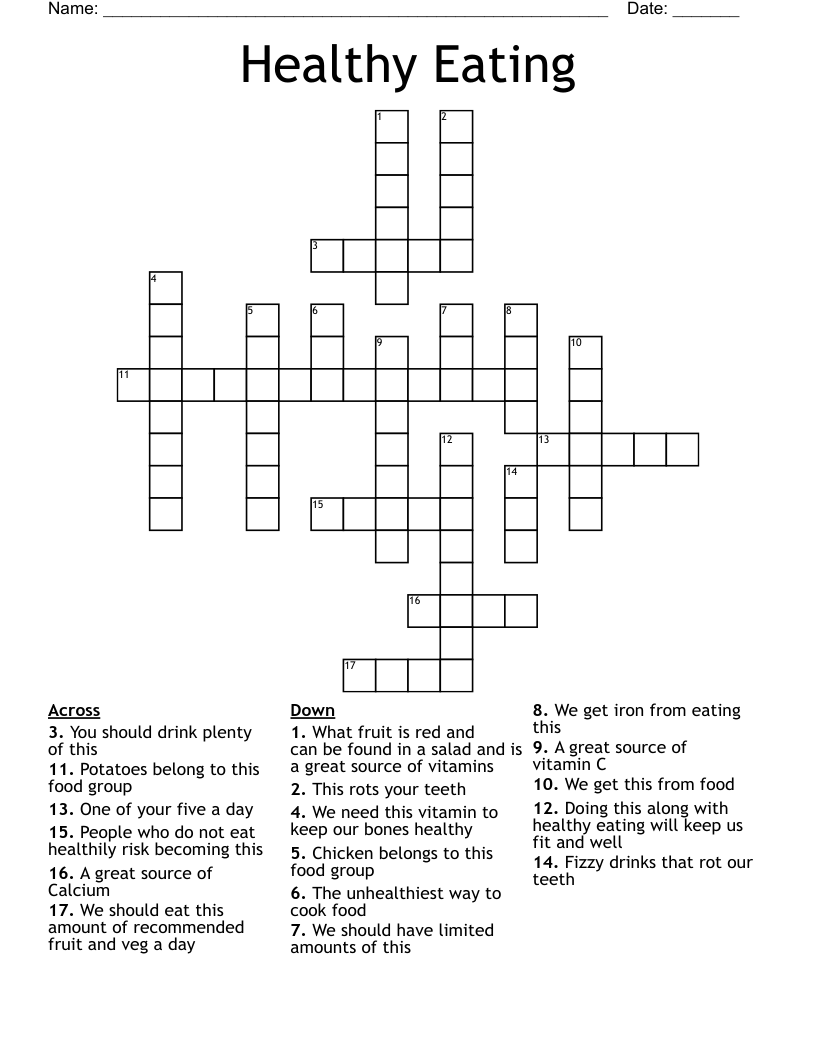 Healthy Eating Crossword