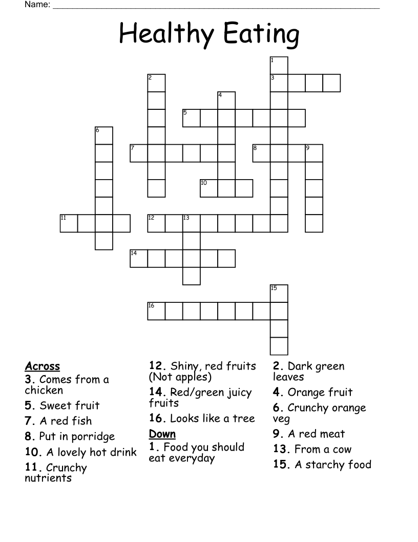 Healthy Eating Crossword