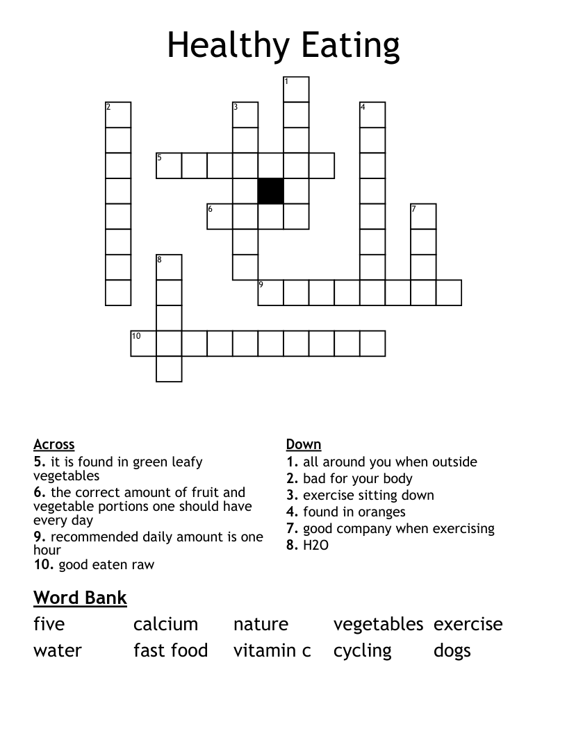 Healthy Eating Crossword