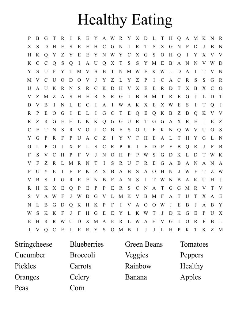 Healthy Eating  Word Search
