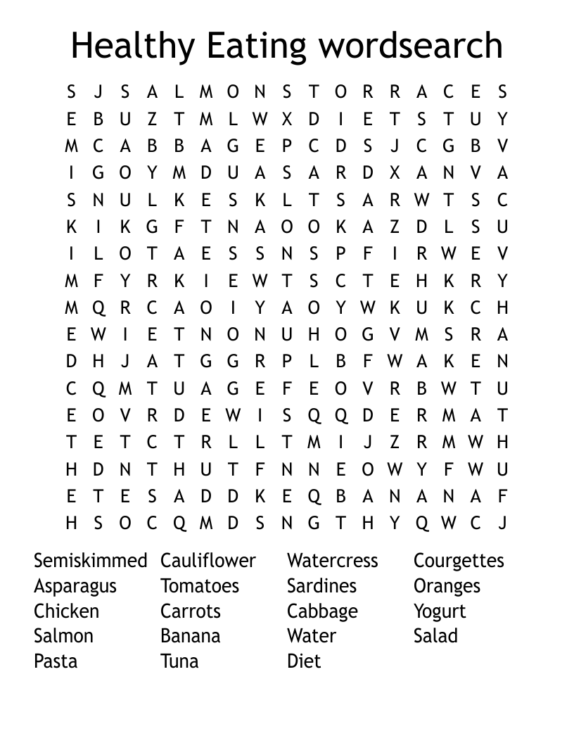 Healthy Eating wordsearch