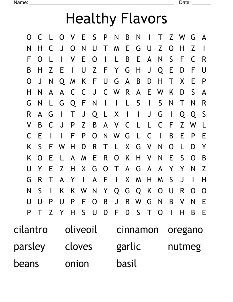 Healthy Flavors Word Search