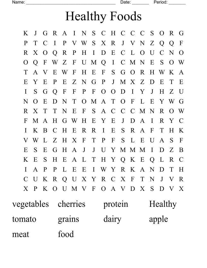 Healthy Foods Word Search