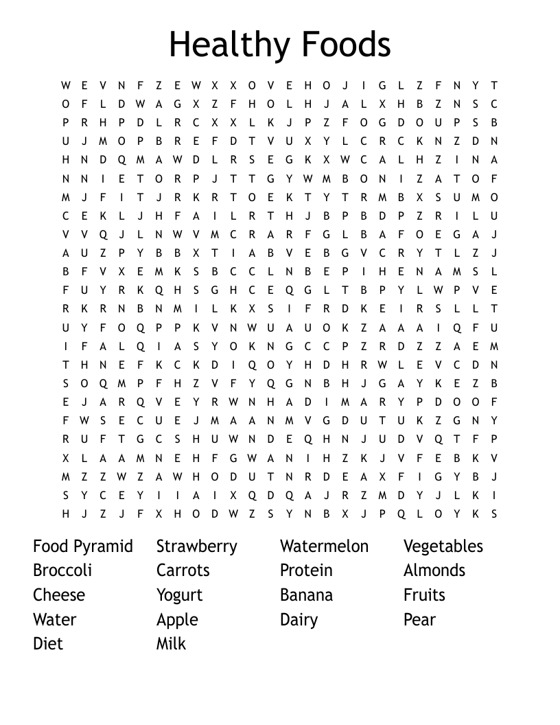 Healthy Foods Word Search