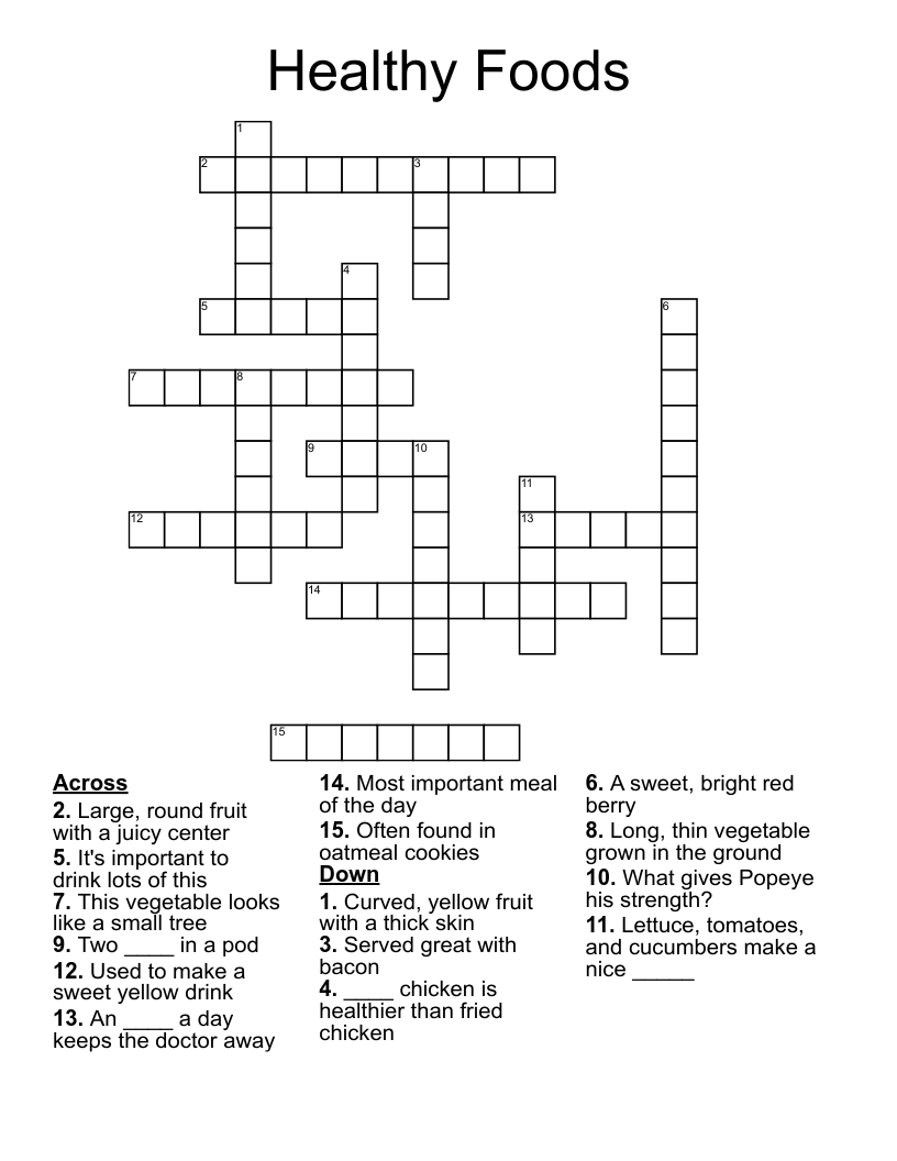 Healthy Foods Crossword