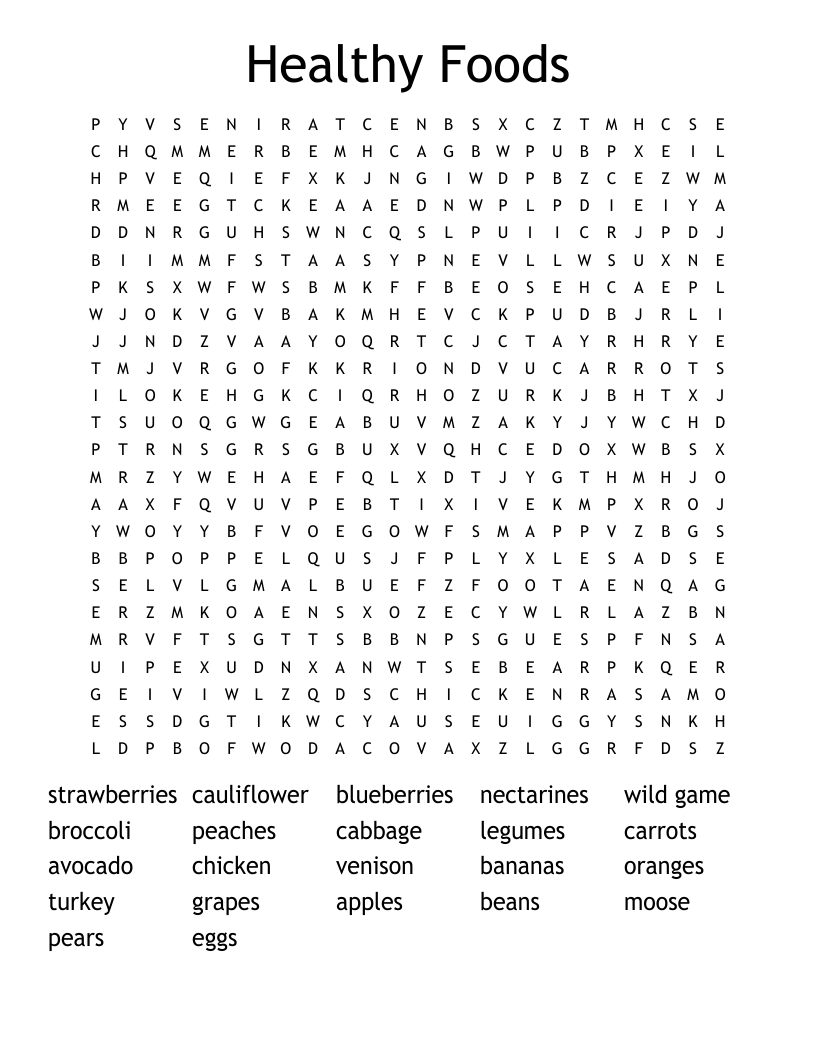 Healthy Foods  Word Search