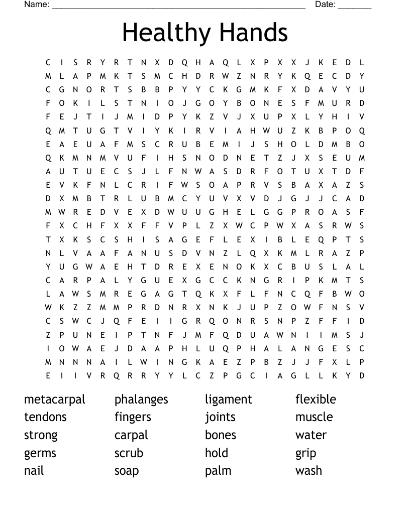 Healthy Hands  Word Search