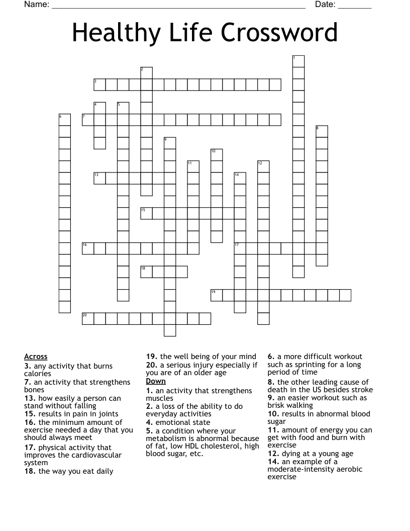 Healthy Life Crossword