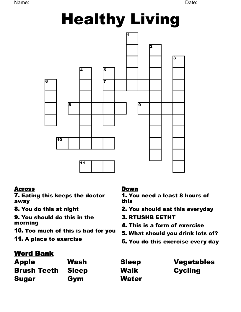 Healthy Living Crossword
