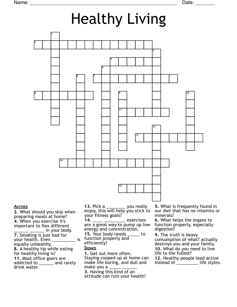 Healthy Living Crossword